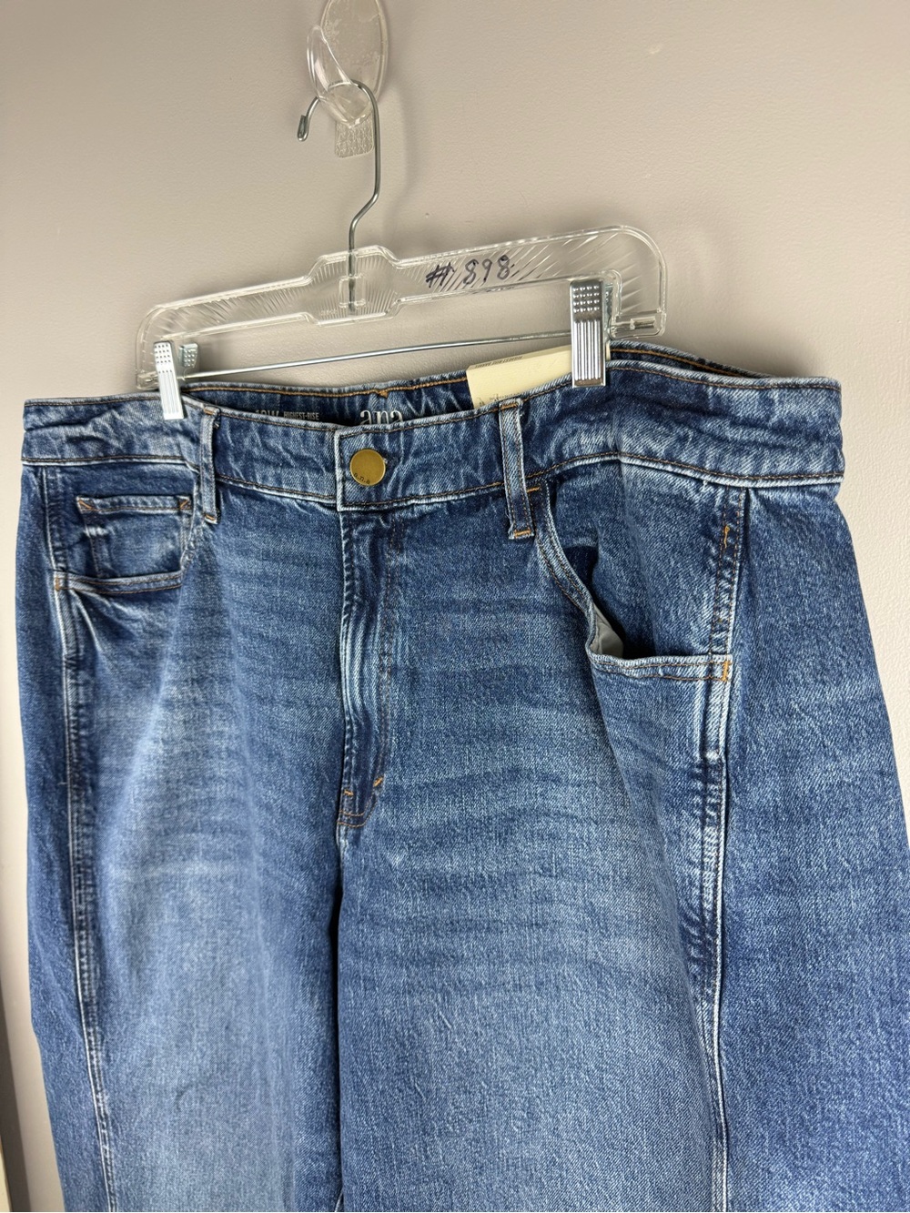Ana Women’s Dark Was Highest Rise Curved Tapered Leg Barrel Jeans SZ 18W New